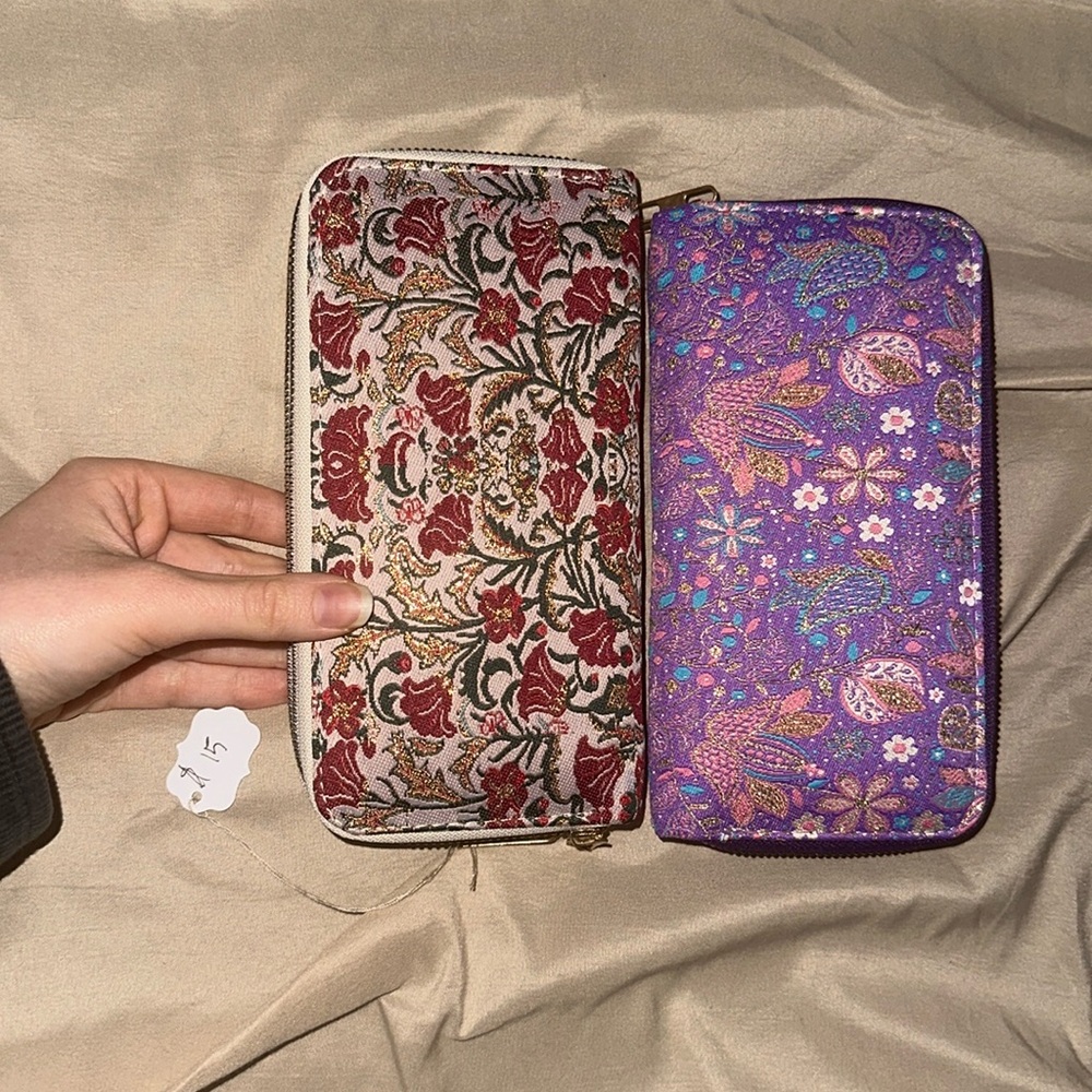 NWOT: Handmade Fabric Wallet, Light Pink or Purple, One-of-a-Kind